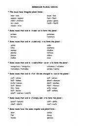 English Worksheet: IRREGULAR  PLURAL  NOUNS