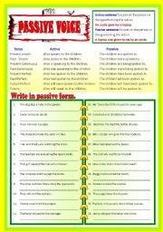 English Worksheet: Passive Voice (B/W & Keys)