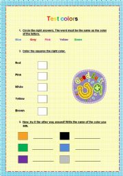 English worksheet: A test/exercise about colors