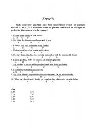 English Worksheet: error