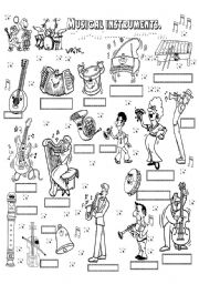 English Worksheet: music instruments