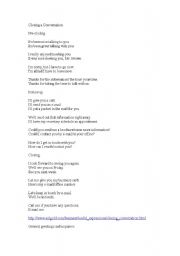 English Worksheet: closing a conversation