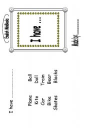 English Worksheet: I have...(toys) MiniBook