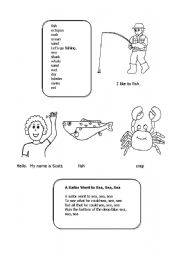 English worksheet: A Sailor went to Sea.  Fish and Sea vocabulary