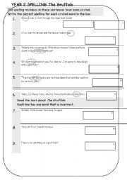 English Worksheet: The Gruffalo Spelling Test