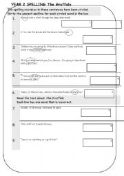 English worksheet: The Gruffalo Spelling Test