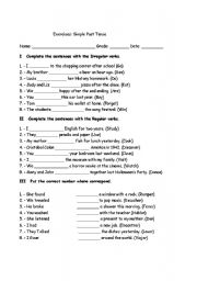 English Worksheet: exercises Past Simple