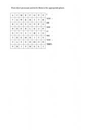 English worksheet: wordsearch - object pronouns