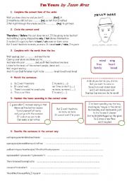 English Worksheet: Jason Mraz 