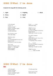 English worksheet: Song-What Ive done