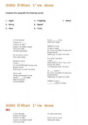 English Worksheet: Song-What Ive done