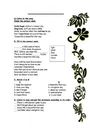 English Worksheet: teaching a song-Life is beautiful by Noa