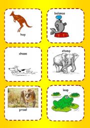 English worksheet: animals in action flash cards and activity