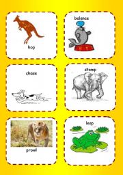 English Worksheet: animals in action flash cards and activity