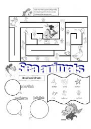 English Worksheet: learn the sea animals with little mermaid(Game)