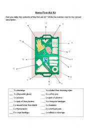 English Worksheet: First Aid Kit