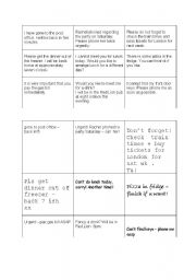 English Worksheet: notes and messages