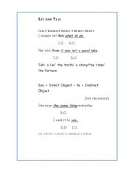 English Worksheet: Say and Tell