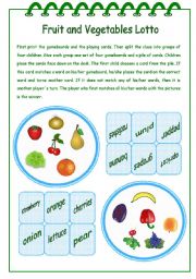 English Worksheet: Fruit and Vegetables Lotto