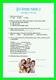 English worksheet: So little time 3, Siblings in the city