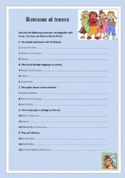 English Worksheet: Revision of tenses