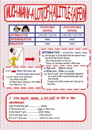 English Worksheet: Much-Many-A Lot (of)-(A)Few-(A) Little