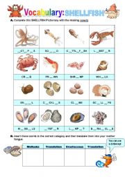 English Worksheet: Shellfish Pictionary