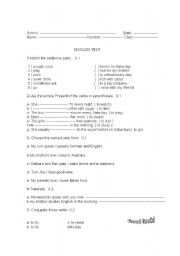 English worksheet: test simple present