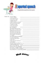 English Worksheet: Reported speech revision