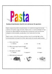 English Worksheet: pasta