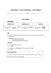 English worksheet: PAST SIMPLE  PAST CONTINUOUS  PAST PERFECT