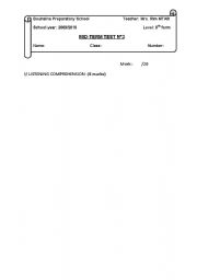 English Worksheet: MID TERM TEST N3