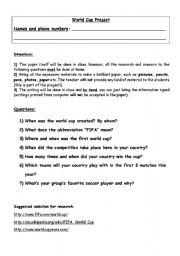 English Worksheet: World Cup Project!