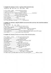 English Worksheet: ing + infinitive / to + infinitve