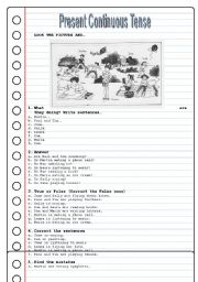 English Worksheet: PRESENT CONTINUOUS TENSE