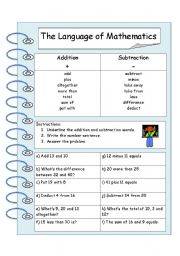 English Worksheet: The Language of Mathematics