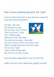 English Worksheet: better words than said