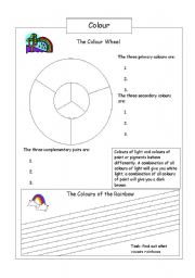 English Worksheet: the colour  wheel