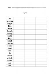 English worksheet: Irregular verbs test