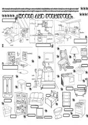 English Worksheet:  house and pieces of furniture