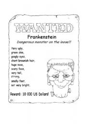 English Worksheet: Wanted! Design your character.