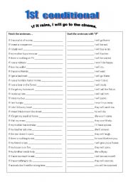 English Worksheet: 1st conditional exercise - finish the sentences