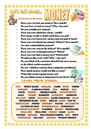 English Worksheet: LETS TALK ABOUT MONEY (SPEAKING SERIES 22)