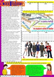 English Worksheet: Lets talk about school uniforms