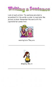 English worksheet: Writing a Sentence Correctly