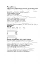 English Worksheet: worksheet of places 