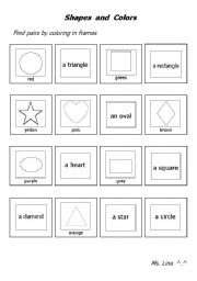 English Worksheet: Shapes and Colors