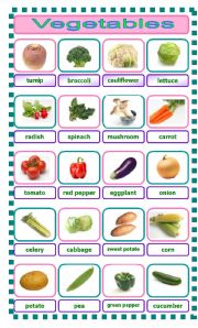 English Worksheet: vegetables