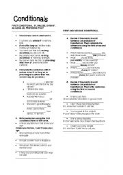 English Worksheet: CONDITIONALS (FIRST, SECOND AND THIRD) / I WISH