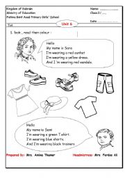 English Worksheet: colouring clothes